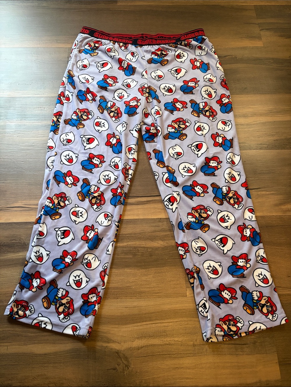 Super Mario Lavender Pajama Pants with Mario & Boo All-Over Print Womens XL